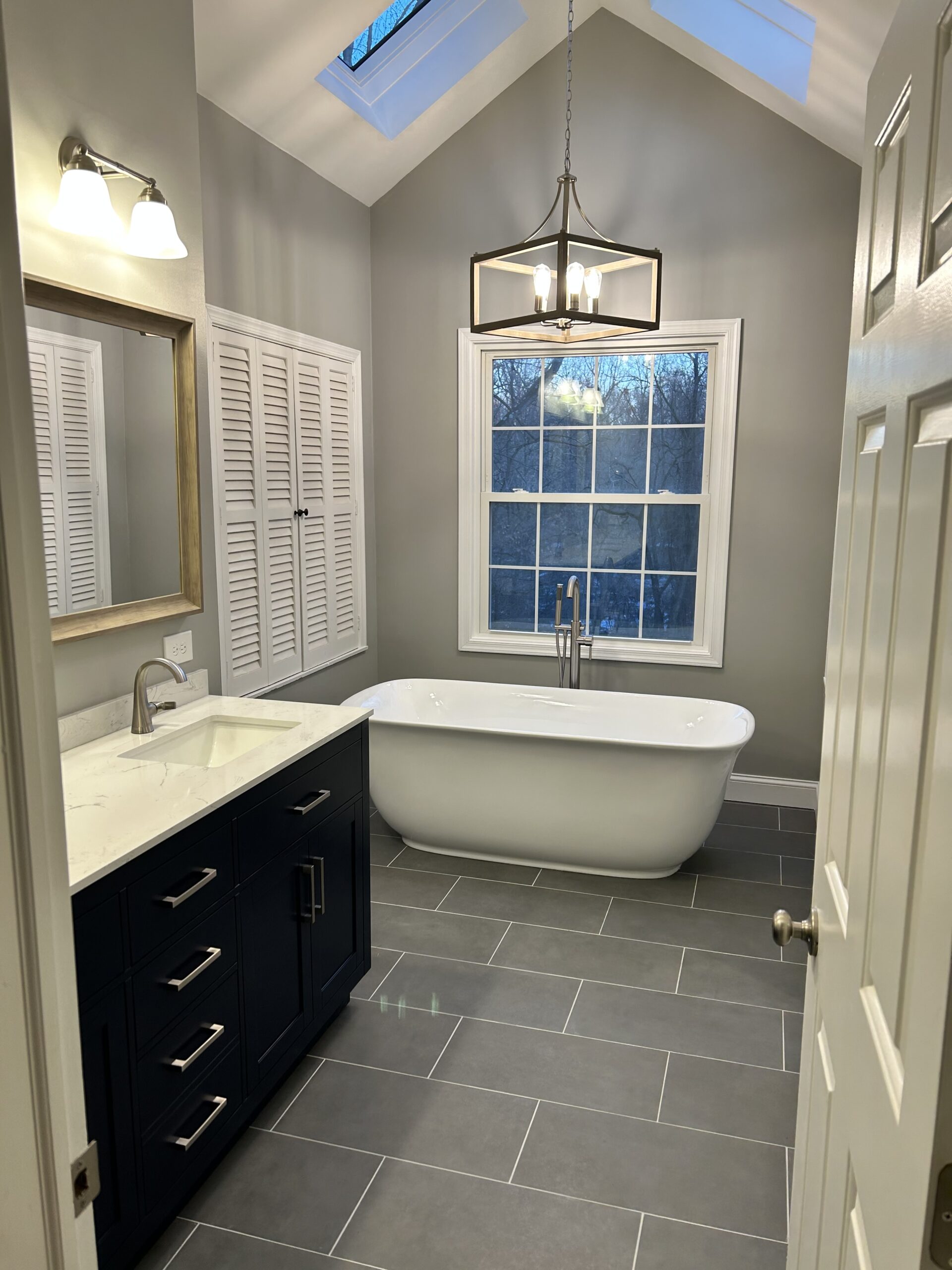 Master bathroom remodel - freestanding tub and tile floor