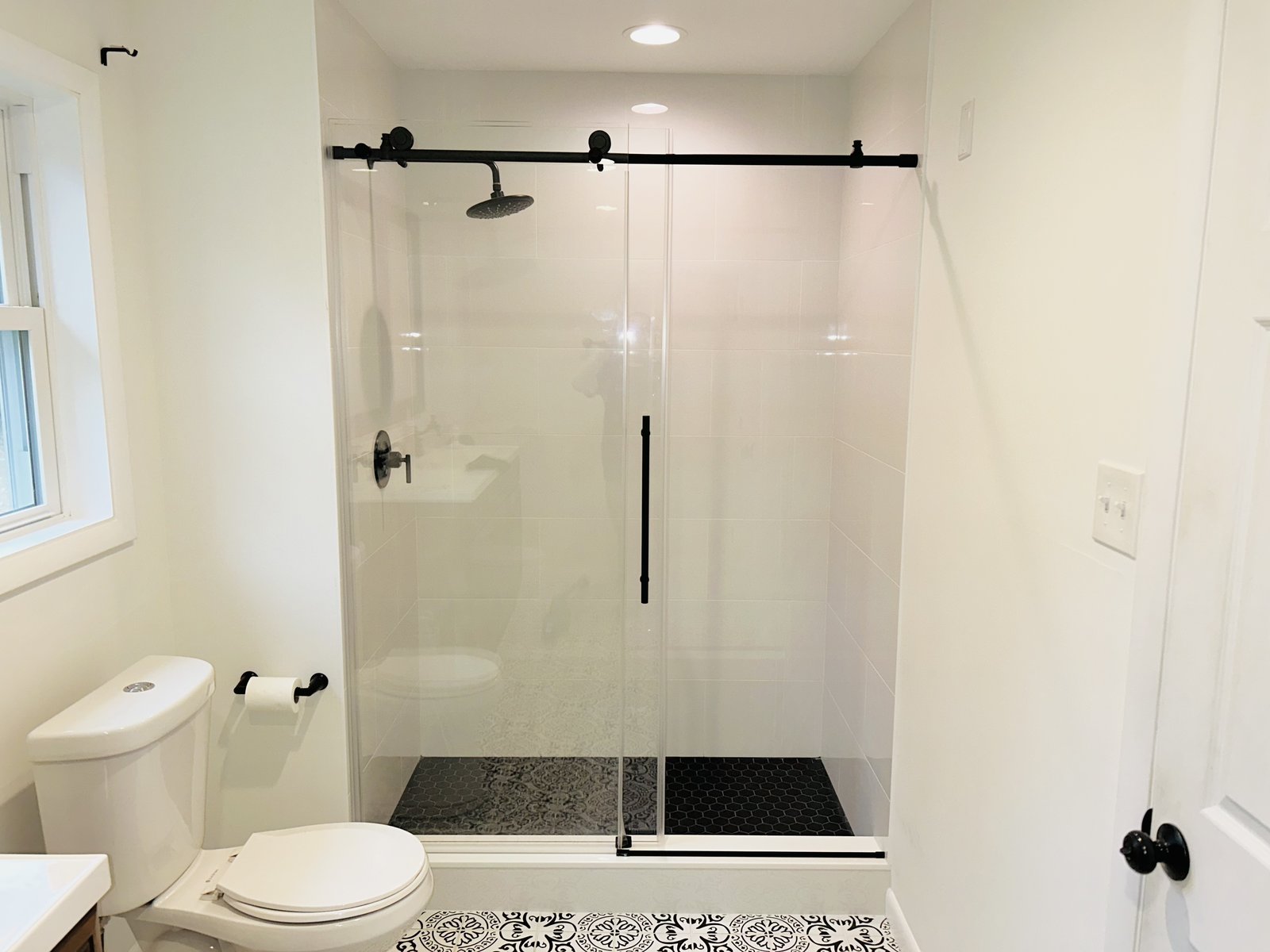 Bathroom porcelain tile shower niche Chester County