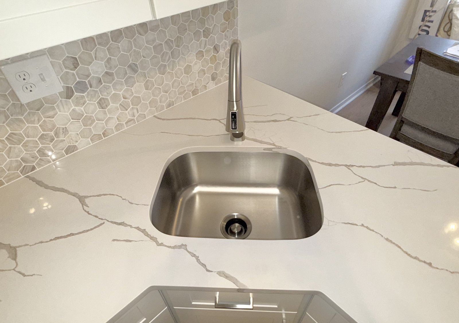 Kitchen countertop with hex backsplash West Chester